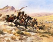 Attack on a Wagon Train - 查尔斯·马里安·拉塞尔